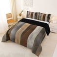 thumbnail image 2 of Homewish Vintage Stripes Queen Comforter Set,Abstract Grunge Comforter Sets Queen,Brown,Black Reversible,3-Piece,1 Comforter and 2 Pillowcases, 2 of 7