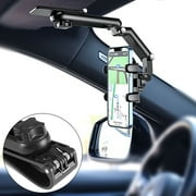 1080° Rotatable and Retractable Car Phone Holder multifunction Car Rearview Mirrior Mount Cradle Clip Universal