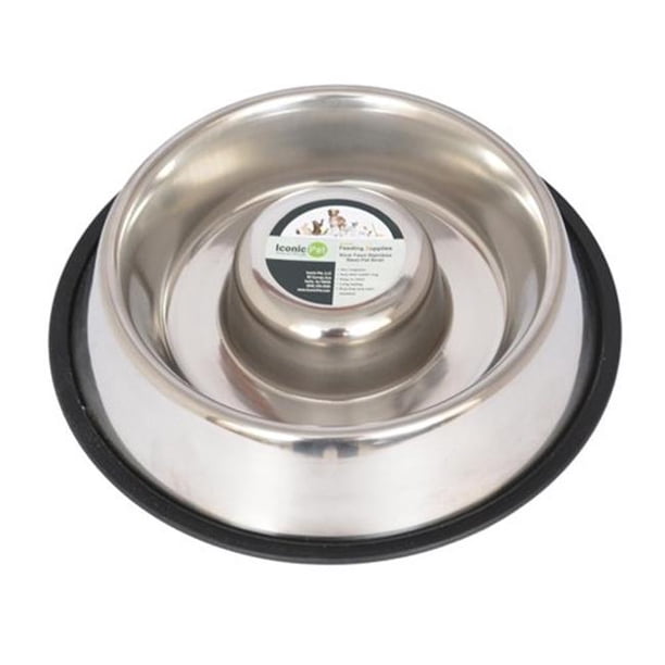 Iconic Pet Slow Feed Stainless Steel Pet Bowl For Dog or