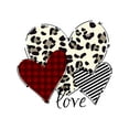 thumbnail image 2 of Women's Black Cotton Graphic T-Shirt - Leopard & Checkered Heart Print with Love Lettering, Loose Fit Round Neck Short Sleeve Breathable Casual Top for Summer Parties & Casual Attire, 2 of 7