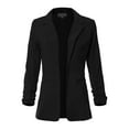 thumbnail image 3 of MixMatchy Women's Ruched 3/4 Sleeve Buttonless Stretchy Blazer, 3 of 6
