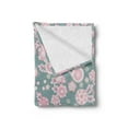 thumbnail image 2 of Floral Soft Flannel Fleece Throw Blanket, Romantic Pastel Foliage Blooming Season Essence Botanical Beauty, Cozy Plush for Indoor and Outdoor Use, 70" x 90", Baby Pink Slate Blue, by Ambesonne, 2 of 5