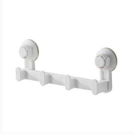 SLYNSHome Hooks Hanger Rack for Kitchen – Suction Cup – Removable – Wall Mounted Storage Rack for Hanging Cooking Utensils Mugs Spoons Kitchen Gadget (White)
