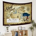 thumbnail image 3 of World Map Tapestry, Treasure Map Skull Island Mountain Coconut Tree Forest, 3 of 7