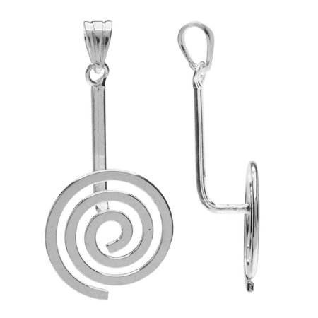 Gemstone Donuts - Gemstone Spiral Donut Bails, 43 x 20 x 9mm, 2 Pieces, Silver Tone Brass