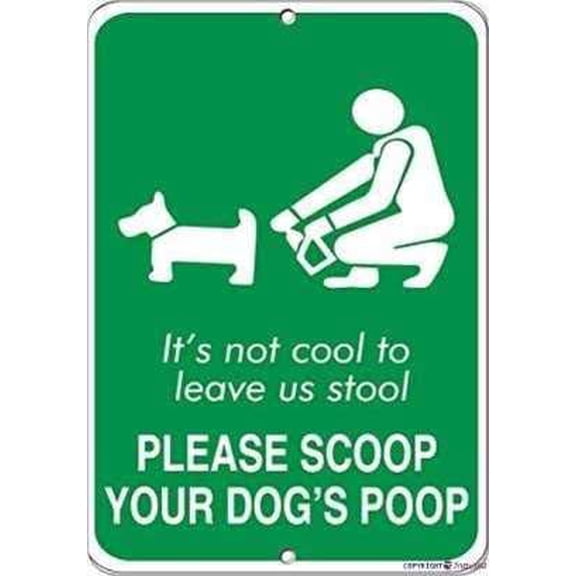 Indication Warning It's Not Cool To Leave Us Stool Please Scoop Your Dogs Poop Wall Art Outdoor Indoor 12x8 Inches Metal Tin Signs