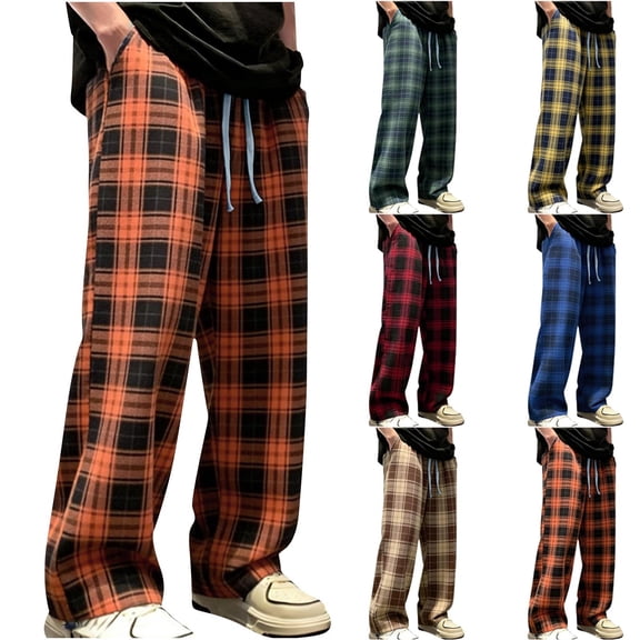 Rvwovn Men's Plaid Pajama Pants Soft Comfy Sleep Lounge PJ Bottoms with Pockets and Drawstring