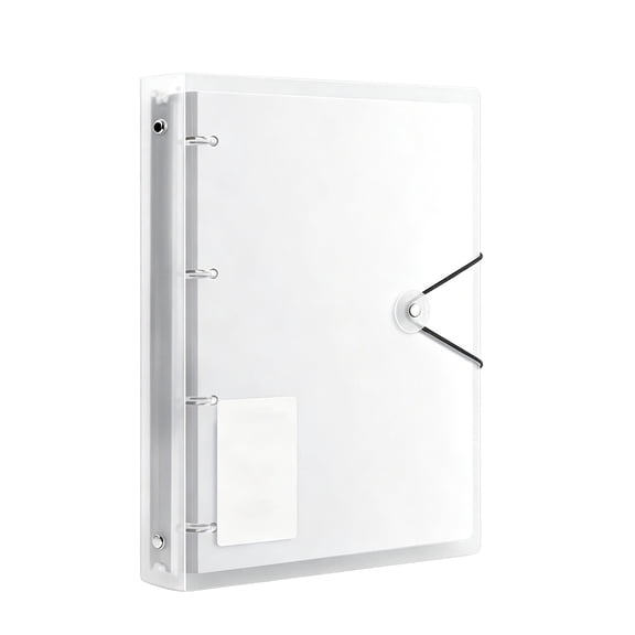 Loose Leaf Document File Folder Elastic Band Closure Label Pocket Paper Storage Organizer White