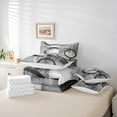 thumbnail image 5 of Feelyou Adult Abstract Geometric Bedding Comforter Set 7 Pieces, Mid Century Minimalism Full Bedding Set, Grey Stripes Circle Reversible Fitted Sheet Flat Sheet, Luxury Bedroom Decor, 5 of 7