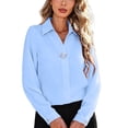 thumbnail image 2 of Hilenly Dress Shirts for Women Long Sleeve Button Down Shirts Collared V Neck Office Tops Business Casual Outfits, 2 of 9