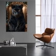 thumbnail image 4 of Mudket Black Panther on Gold Ornate Throne Chair Canvas Wall Art, Luxury Royal Wildlife Wall Pictures for Living Room Print for Office Home Decor , Framed Ready to Hang - 12"L x 8"W, 4 of 9