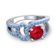 thumbnail image 3 of 2.50 Ct Round Shape Red Ruby & Blue Topaz Gemstone Elegant Wedding Ring for Fiancee Solid 14K White Gold Size 6.5 by Diamond-Capitals, 3 of 8
