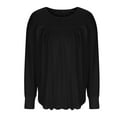 thumbnail image 5 of Long Sleeve Shirts for Women Sawvnm Women's Fashion Solid Color Plus Size Round Neck Chest Pleated Loose Casual Pullover Long Sleeved Shirt Top blouse Fall Clothes Fashion Black 5XL, 5 of 7