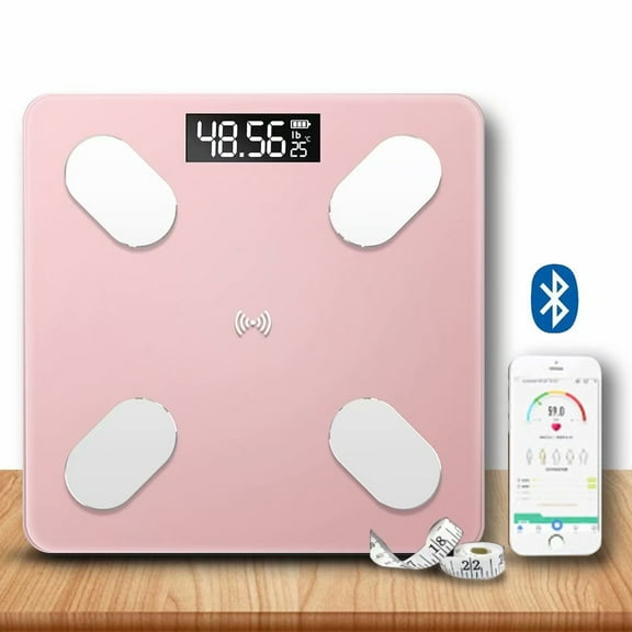 Smart Body Fat Scale Digital Bathroom Weight Scale, Body Composition Analyzer with Smartphone App sync with Bluetooth, 396 lbs - Rose