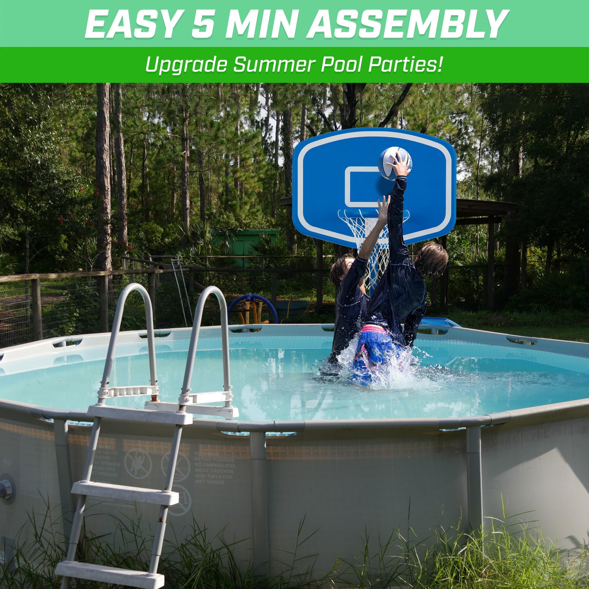 GoSports Splash Hoop UP Above Ground Pool Hoop Basketball Game with 2 Pool Basketballs and Pump