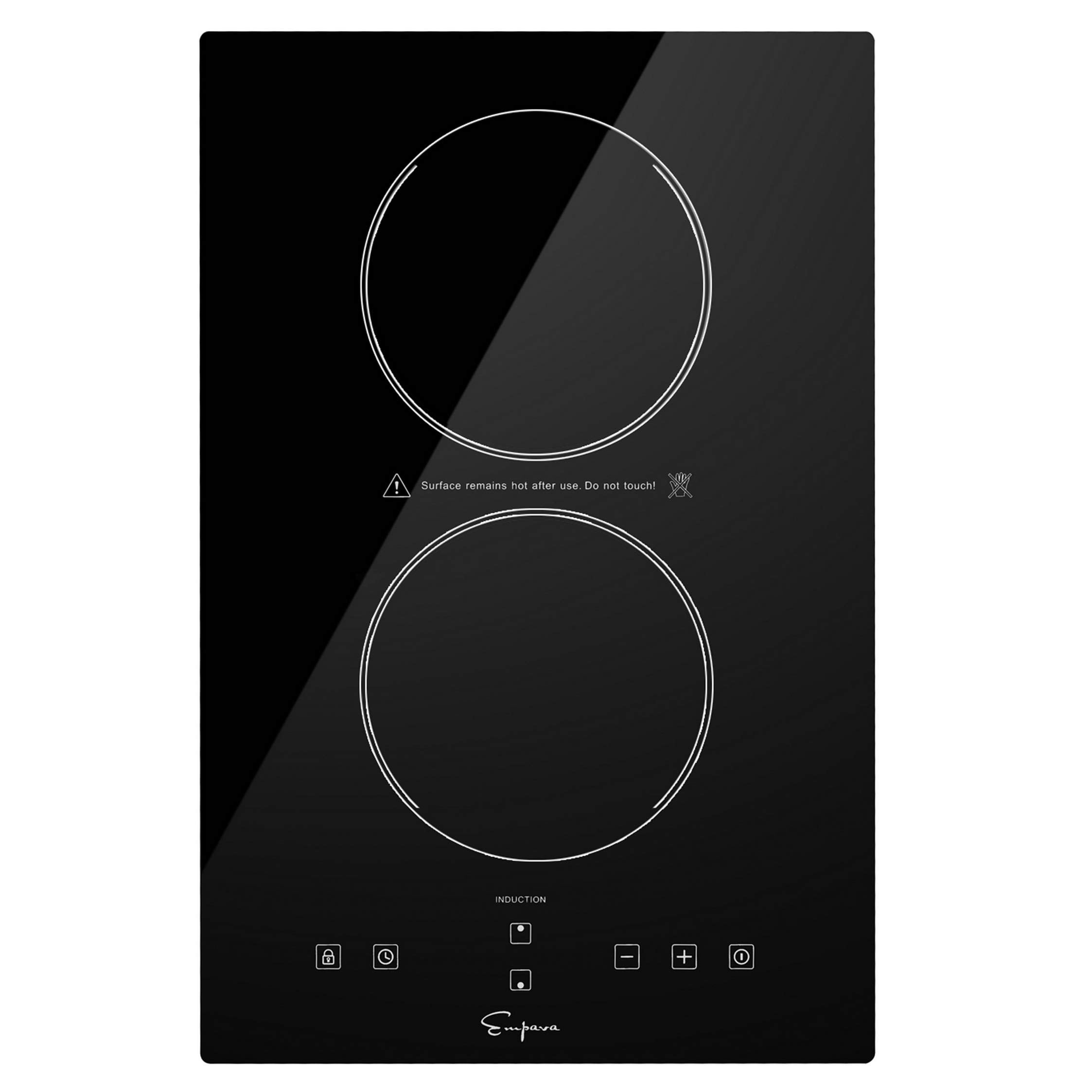 Empava Electric Stove Induction Cooktop Vertical with Dual Burners Vitro Smooth Surface 120V, 12 Inch, Black Ceramic Glass