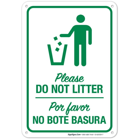 Please Do Not Litter Bilingual Sign,