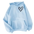 thumbnail image 3 of DDAPJ pyju Womens Overized Hoodies Cute Heart Sweatshirt Teen Girls Y2K Hooded Pullover with Kangaroo Pocket, 3 of 5