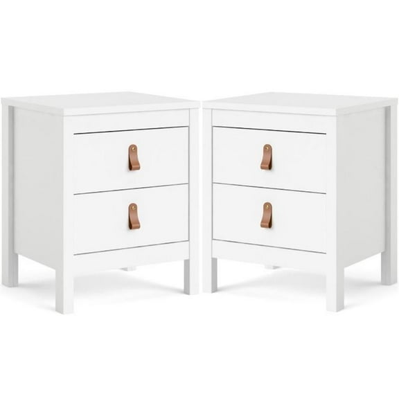 Home Square 2 Piece 2 Drawer Wood Nightstand Set in White