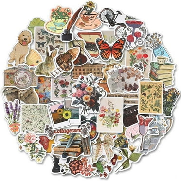 Vintage Scrapbook Waterproof Vinyl Stickers, 50 Count