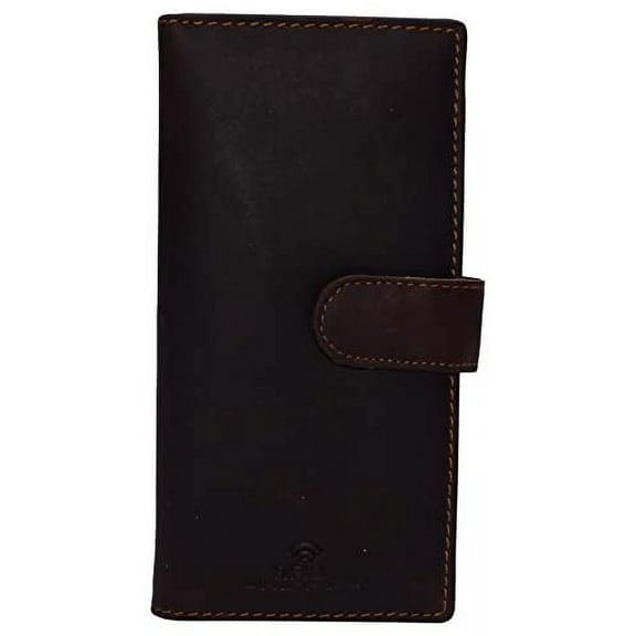 CAZORO Vintage Genuine Leather RFID Checkbook Cover Wallet with Snap Closure