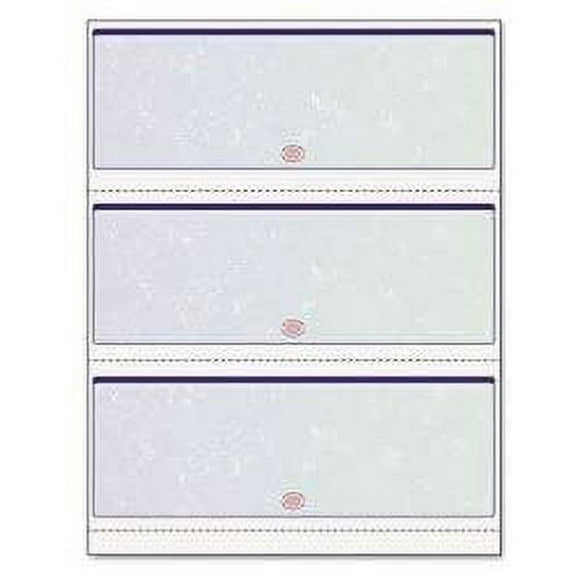 Blank Computer Checks for Laser & Ink Jet Printers, Pack of 100 Sheets 3 Per Page Blue/Green Prismatic