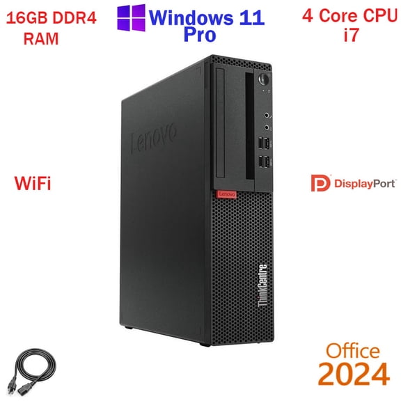 Restored Windows 11 Lenovo Quad Core i7 250GB SSD 16GB RAM WiFi Desktop Computer PC Office24 (Refurbished)