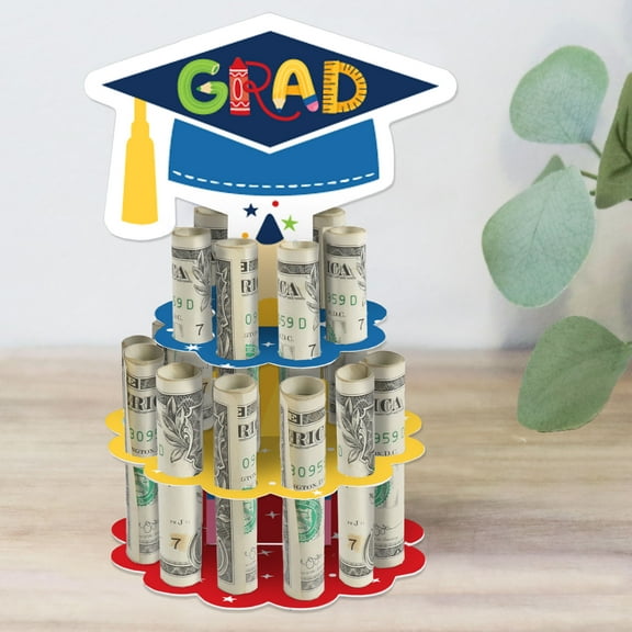 Big Dot of Happiness Elementary Grad - DIY Kids Graduation Party Money Holder Gift - Cash Cake