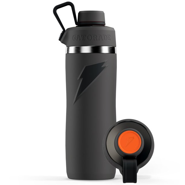 Botella de agua Gatorade 'Overtime' de acero inoxidable, 650 ml, gris