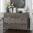 thumbnail image 3 of COZAYH Farmhouse Fluted 6-Drawer Dresser, Modern Wooden Chest of Drawers with Round Handles, Accent Storage Dresser for Living Room, Bedroom, Grey Wash, 3 of 7