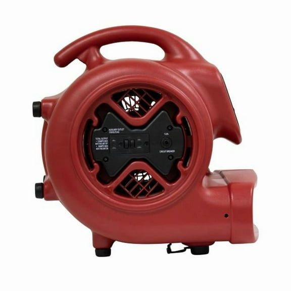 0.33 HP 2400 CFM 3-Speed Air Mover, Carpet Dryer & Floor Fan Blower with Built-in GFCI Power Outlets, Red