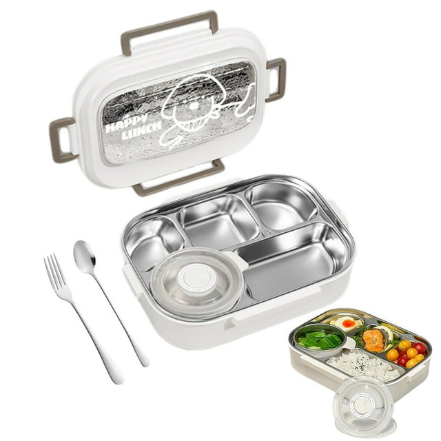 Bento en Acier Inoxydable pour Adultes et Enfants, 4/5 Compartiments, Étanche, Bento en Métal, Contenants à Collation pour Enfants, Réutilisables, Contenants à Collation Bento avec Couvercles