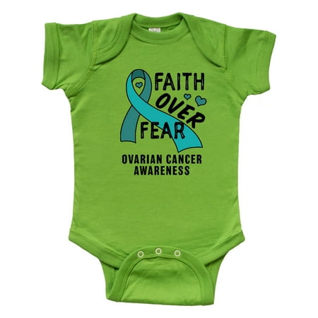 

Inktastic Ovarian Cancer Awareness Faith Over Fear with Teal Ribbon Gift Baby Boy or Baby Girl Bodysuit