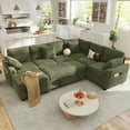 thumbnail image 3 of BedLuxury 106" Modular Sectional Sofa Bed with Pull Out Bed, Large Storage & USB Charging, Modern Sleeper Couch for Living Room, Corduroy Green, 3 of 10