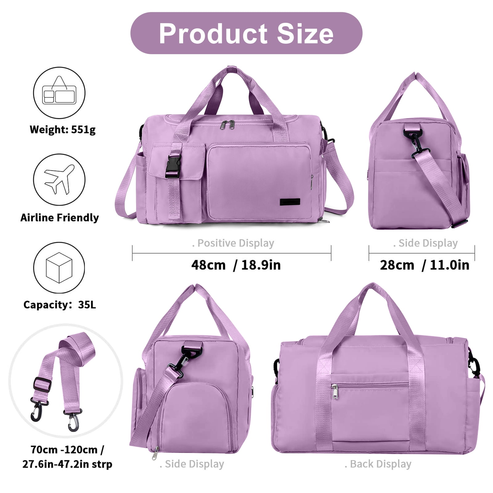 Gynky Duffel Bag 4 in 1 Travel Backpack Duffle Bag Weekender Bags for Women Gym Bag with Shoe and Wet Compartment Carry On Dance Bag