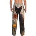 thumbnail image 3 of Picia Black Cat in Wildflowers Mens Soft Woven Cotton Elastic Waistband Sleep Pajama Pant Lounge Sleep Pant With Pockets And Drawstring-Medium, 3 of 9