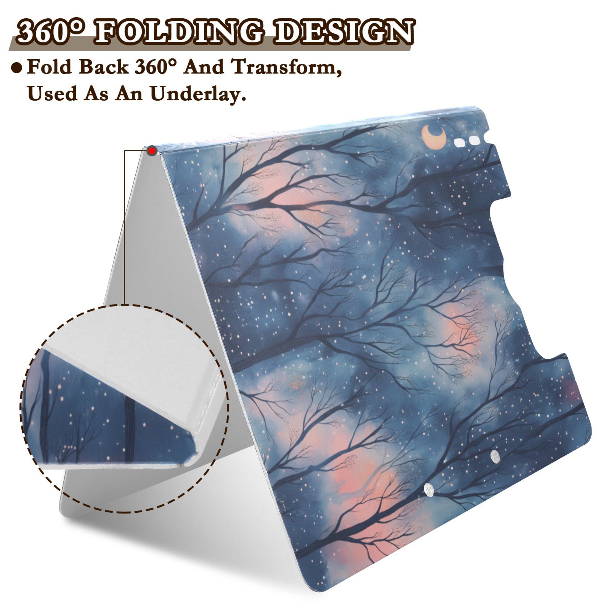 FORMRS A4 Clipboard Folder with Pen Holder Horizontal Foldable School Office Binder, Trees in The Night