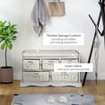 thumbnail image 3 of HOMCOM Wooden Shoe Bench with Cushion, Entryway Bench with 5 Removable Storage Baskets for Entryway, Living Room, Cream White, 3 of 9