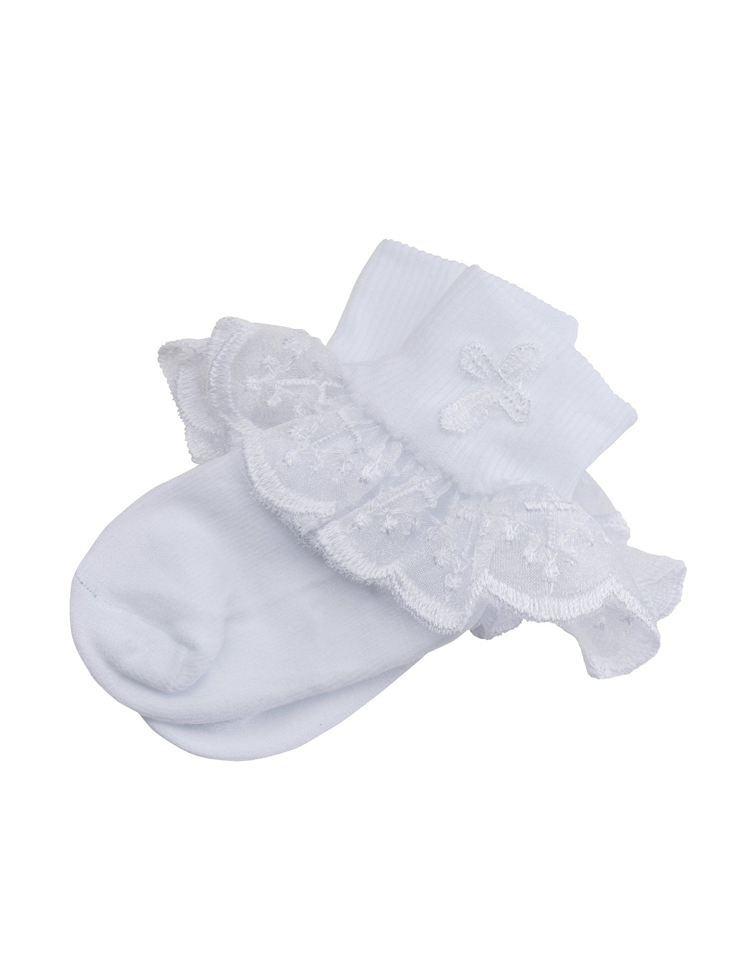 white embroidered Christening frilly white shawl cross applique, 