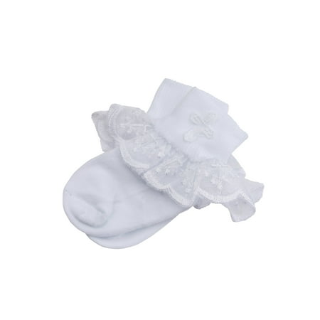 Girls White Baptism First Communion or Christening Socks with