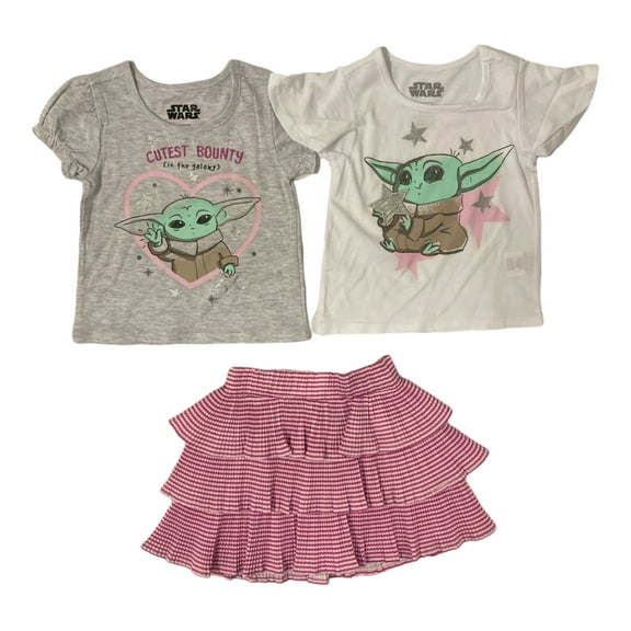 Star Wars The Mandalorian Girl's Baby Yoda 3 Piece Set (2T)
