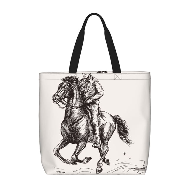 Easygdp Cowboy Ride A Horse Bolsa Tote para Mujer, Bolso de Hombro para Trabajo, Playa, Viajes, Compras y Supermercado