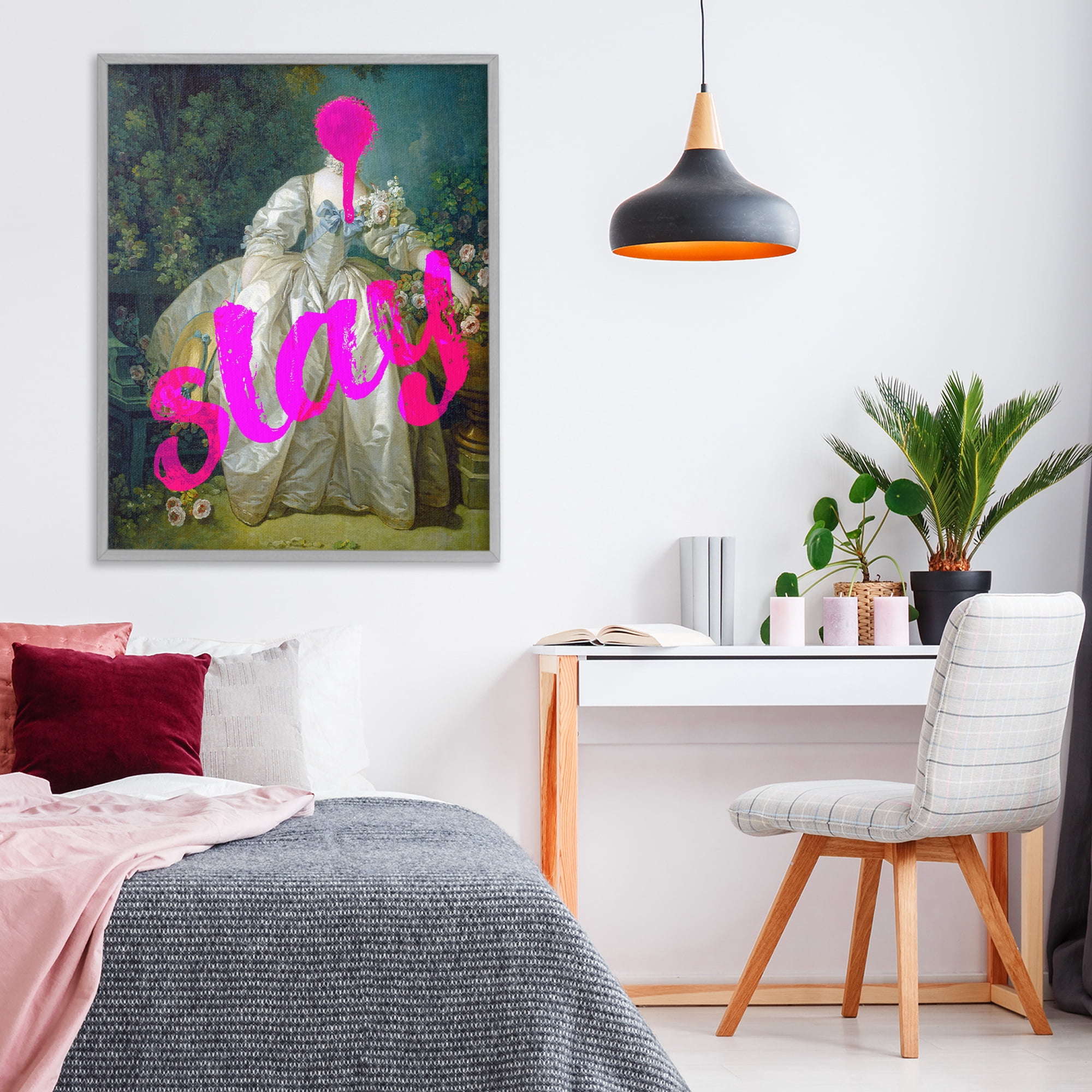 Slay Classical Baroque Gown Gray Framed Giclee Art, design by Lil' Rue