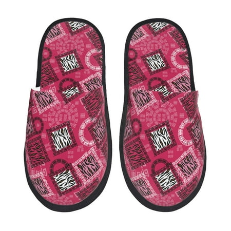 Balery Geometry Slient Indoor Furry Fleece Comfort House Shoes Soft Non-Slip Home Shoes Cotton slippers House Slippers-- Large