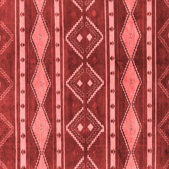 Ahgly Company Machine Washable Indoor Square Abstract Red Modern Area Rugs, 5' Square