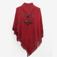 thumbnail image 6 of Shawl Wrap Poncho With Button Winter Poncho Cape Shawl Women Cloak Shawl Wrap Poncho Ruana Cape Cardigan Sweater Open, 6 of 9