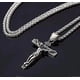 thumbnail image 3 of Men Women Cross Pendant Crucifix Jesus Christian Chain Necklace Silver, 3 of 4