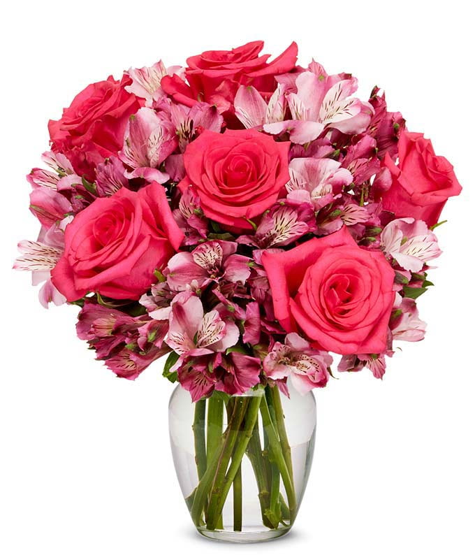 From You Flowers Pink Rose & Alstroemeria Bouquet with Free Vase