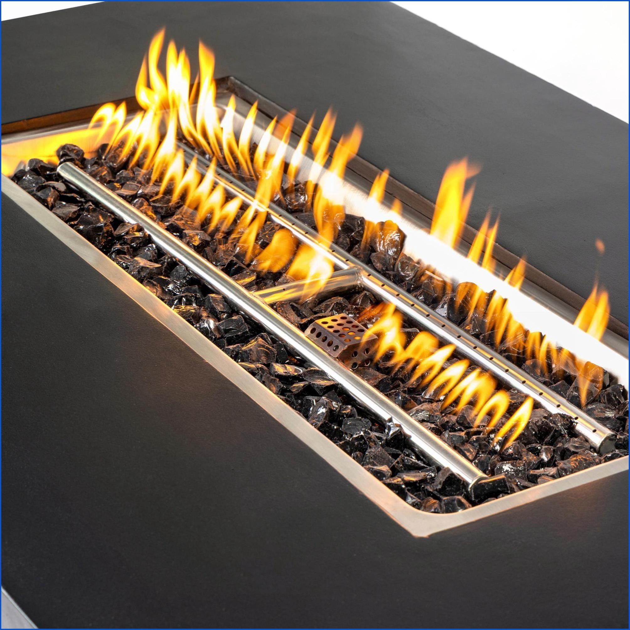 Outdoor Stoves | Fogon Exterior | Modern 48" Rectangular Propane Fire Pit Table for Patios Backyards | Concrete