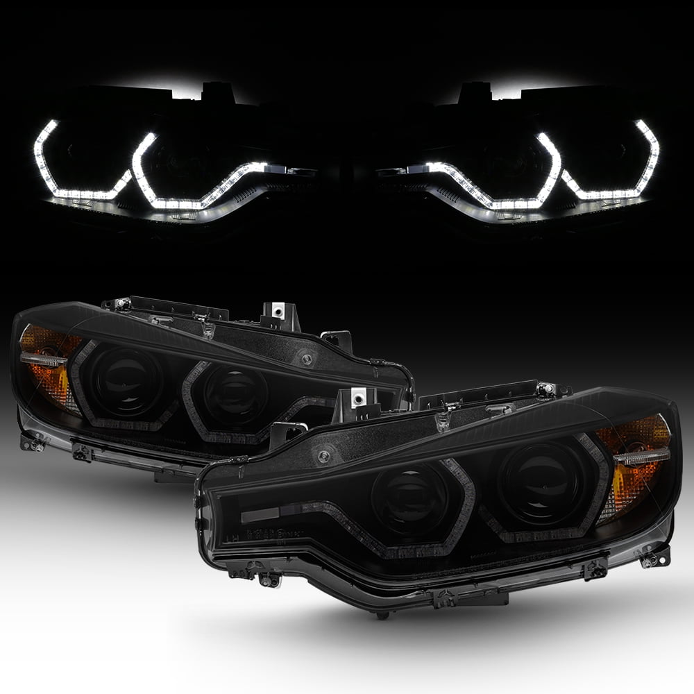 Fits 20122015 BMW F30 3Series Sedan Black Smoked LED DRL Projector
